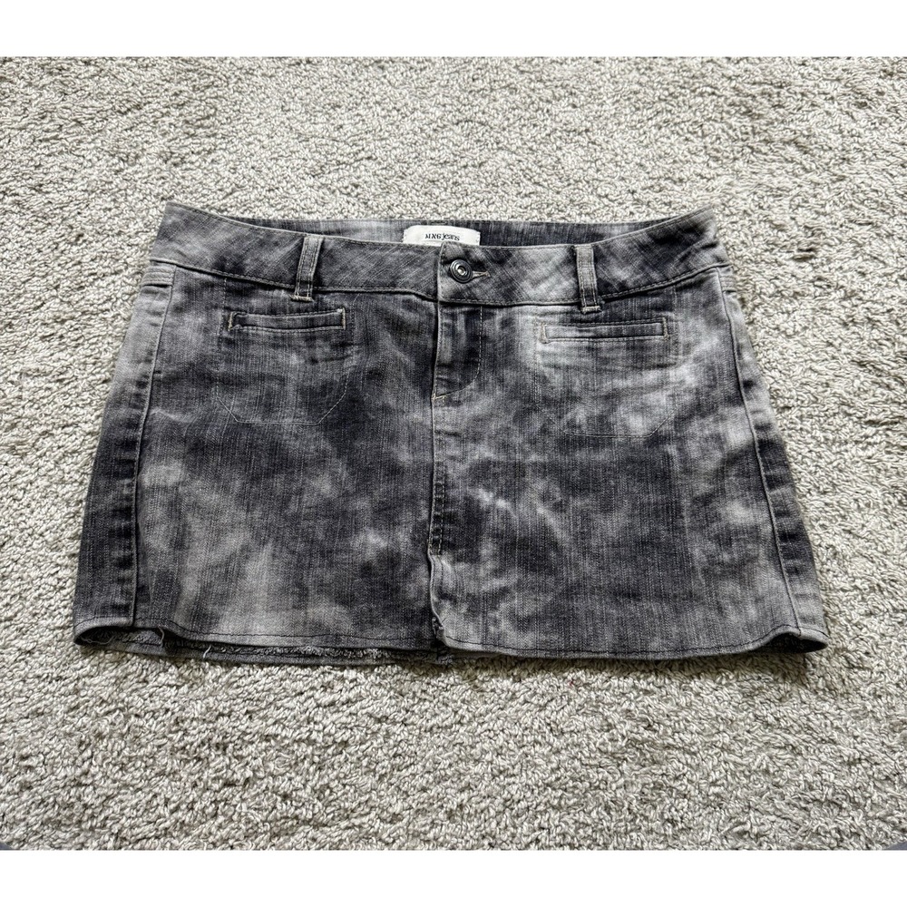 MNG Grey Jean Mini Micro Shorts Cloud Y2K Low Rise Denim Festival Grunge US 4
